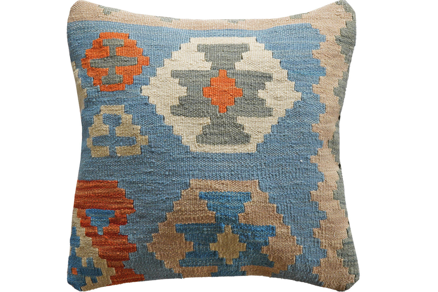 KISSEN Kelim Blau 50/50 cm Schurwolle - Blau, Textil (50/50cm) - Looma