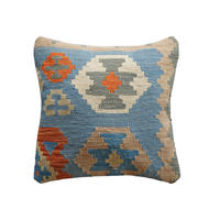 KISSEN Kelim Blau 50/50 cm Schurwolle - Blau, Textil (50/50cm) - Looma