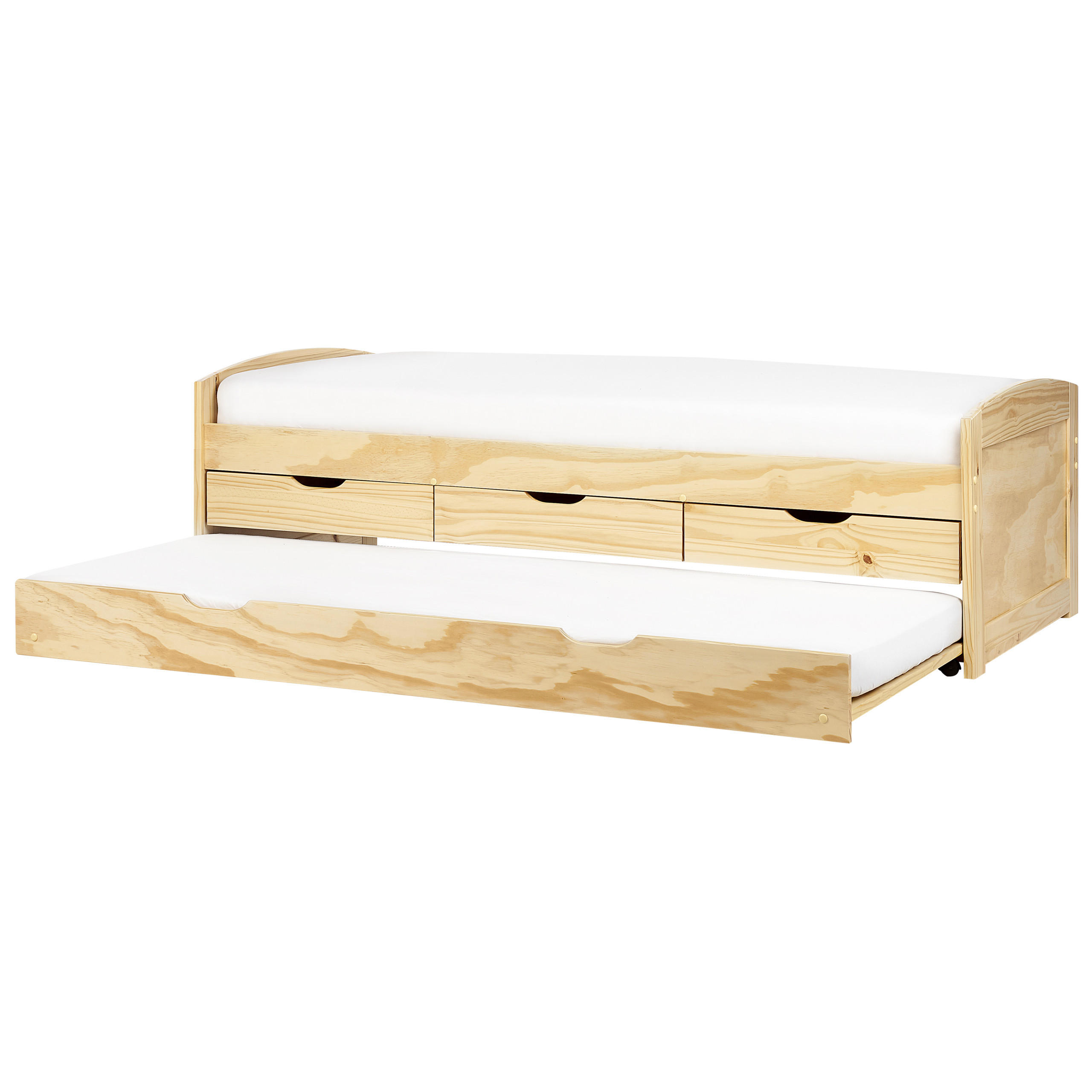 AUSZIEHBETT 90x200 cm Heller Holzfarbton Petiville - Hellbraun, Holz (90/200cm) - Beliani