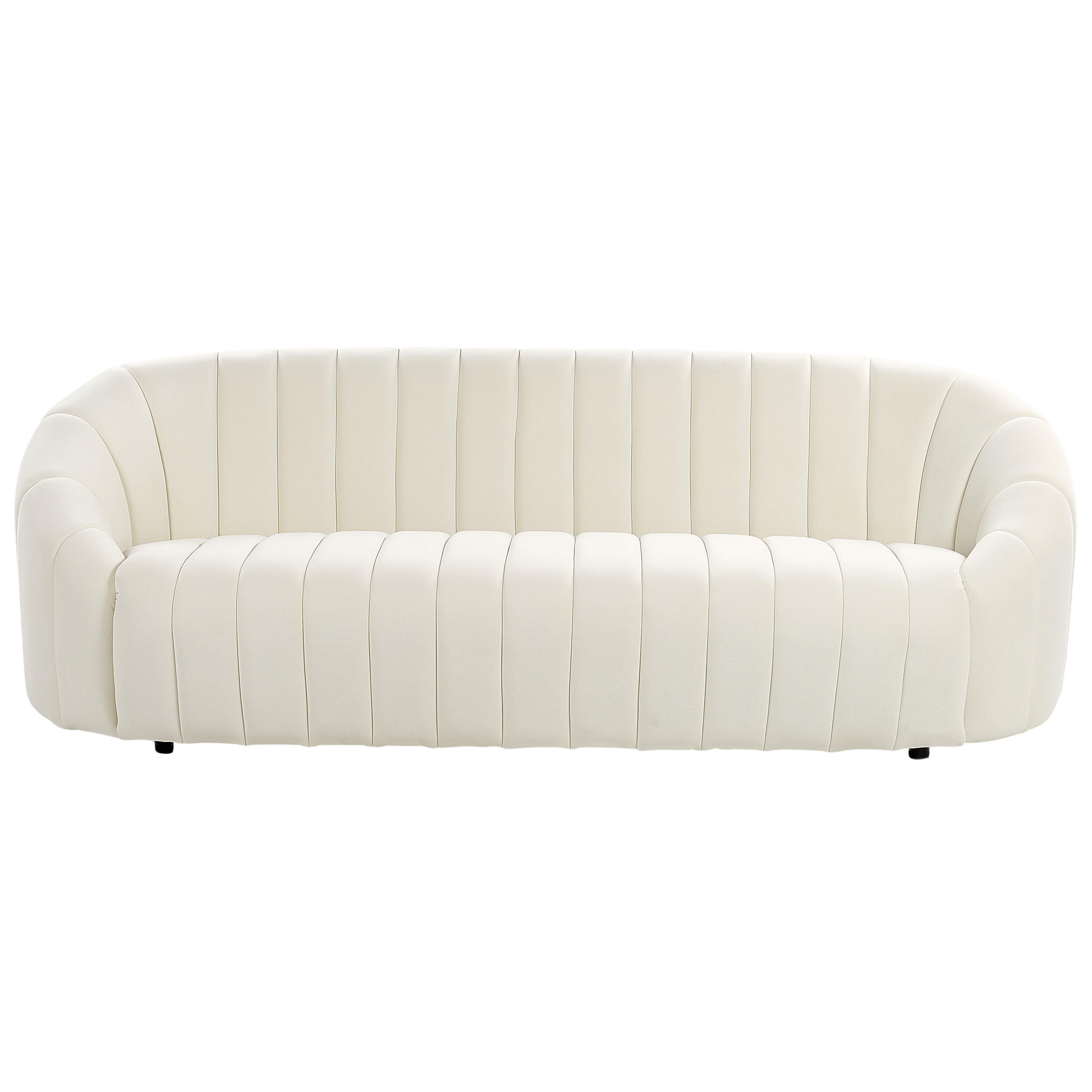 3-SITZER-SOFA Samtstoff cremeweiß Malung - Weiß, Textil (200/68/79cm) - Beliani
