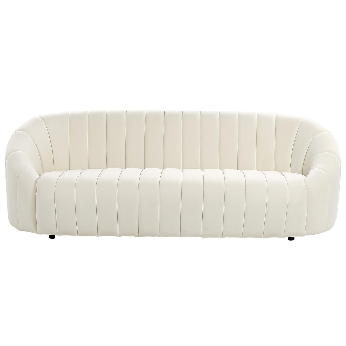 3-SITZER-SOFA Samtstoff cremeweiß Malung - Weiß, Textil (200/68/79cm) - Beliani