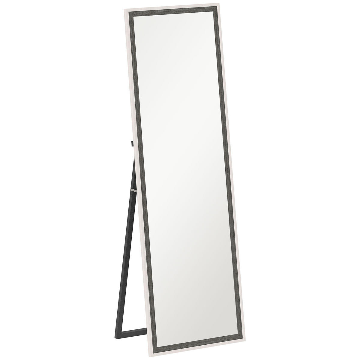 GANZKÖRPERSPIEGEL, 162,6 x 53,5 cm Standspiegel mit Ständer für Wohnzimmer Grau - Weiß/Grau, Glas (2.5/162.6/53.3cm) - HOMCOM