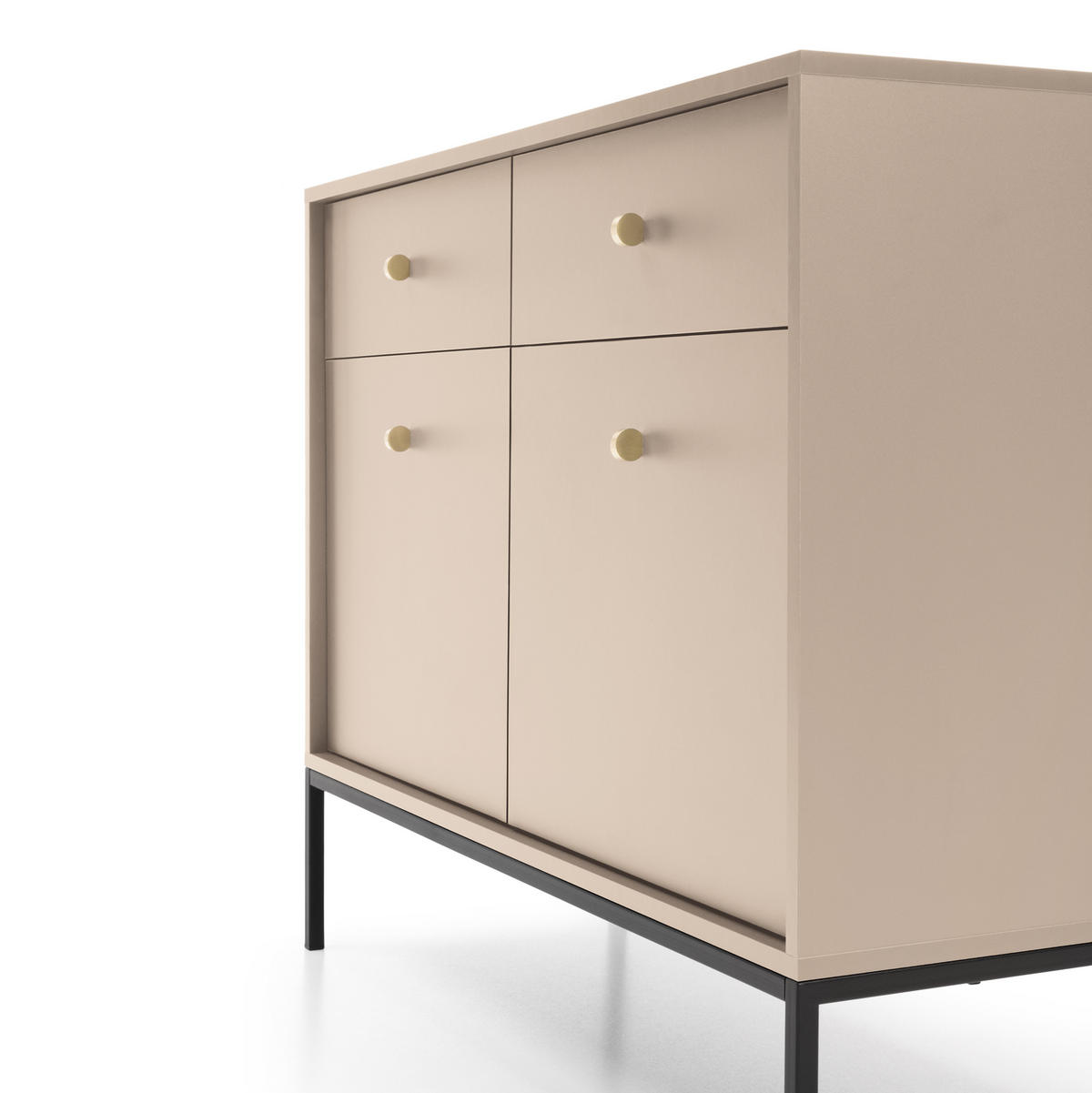 SIDEBOARD MONCTON KOM2-2D2S Metalgriffe, Beige - Beige, Holzwerkstoff/Kunststoff (104/83/39cm) - Komodee