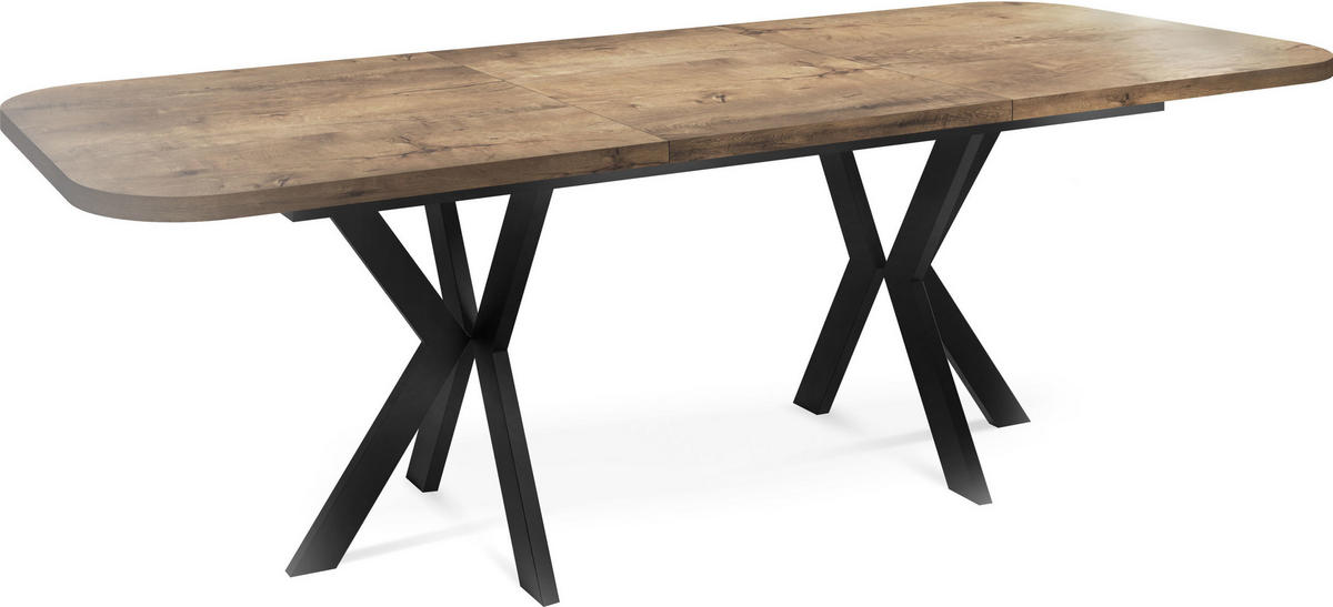 ESSTISCH Olivia ausziehbar rechteckig, Lefkas Eiche 200-280/100/76 - Alteiche/Schwarz, Holzwerkstoff/Metall (100/280/76cm) - WFL GROUP