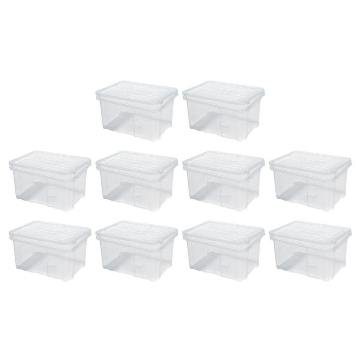 AUFBEWAHRUNGSBOX 10er-Set mehrzweck mit Deckel Transparent HxBxT 26x60x40cm55 Liter - Transparent, Kunststoff (60/26/40cm) - PROREGAL