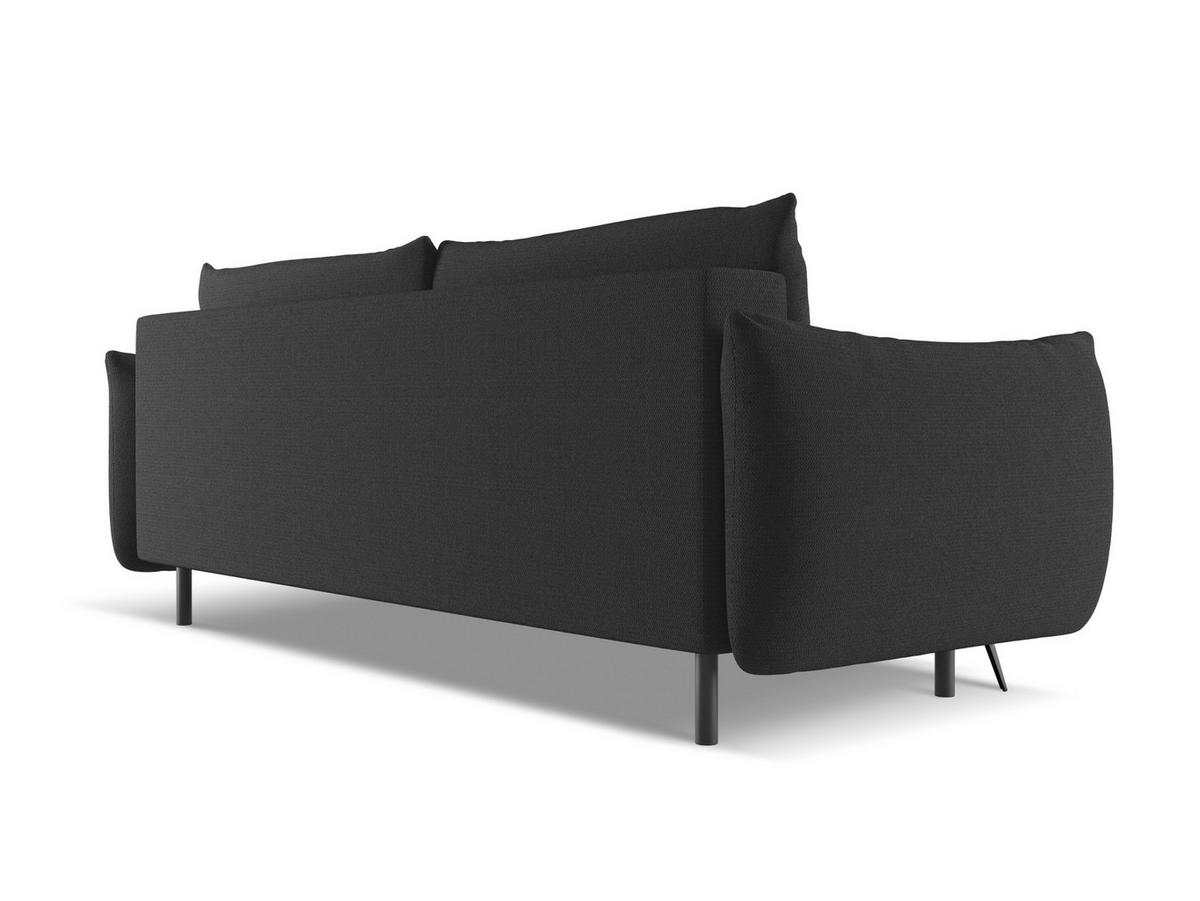 3-SITZER SOFA mit Schlaffunktion Chenille Stoff Schwarz - Anthrazit/Schwarz, Textil/Metall (230/86/105cm) - Makamii