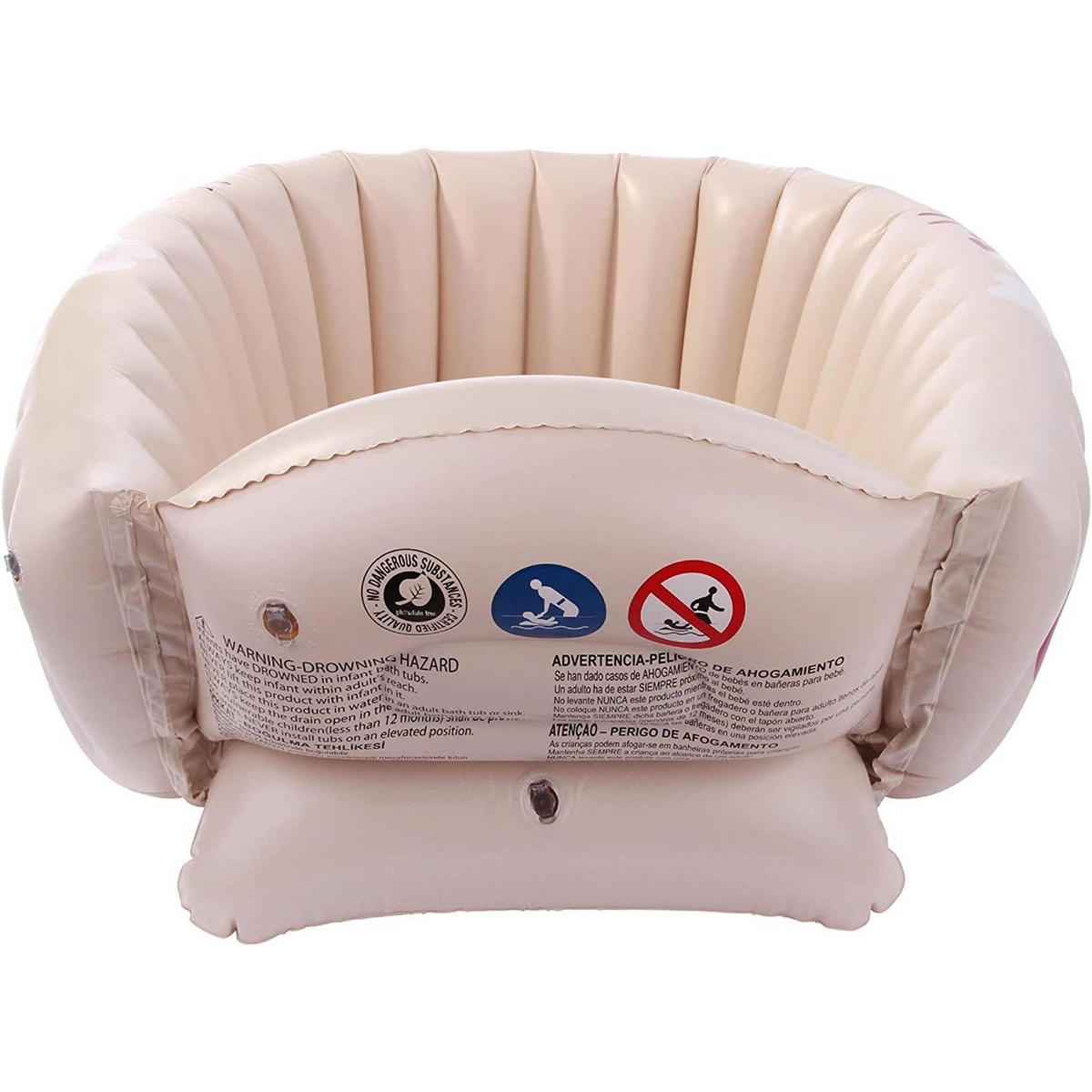 PLANSCHBECKEN Baby Badewanne aufblasbar 91 x 61 x 29 cm beige Temperaturanzeige - Beige, Kunststoff (61/91cm) - Avenli
