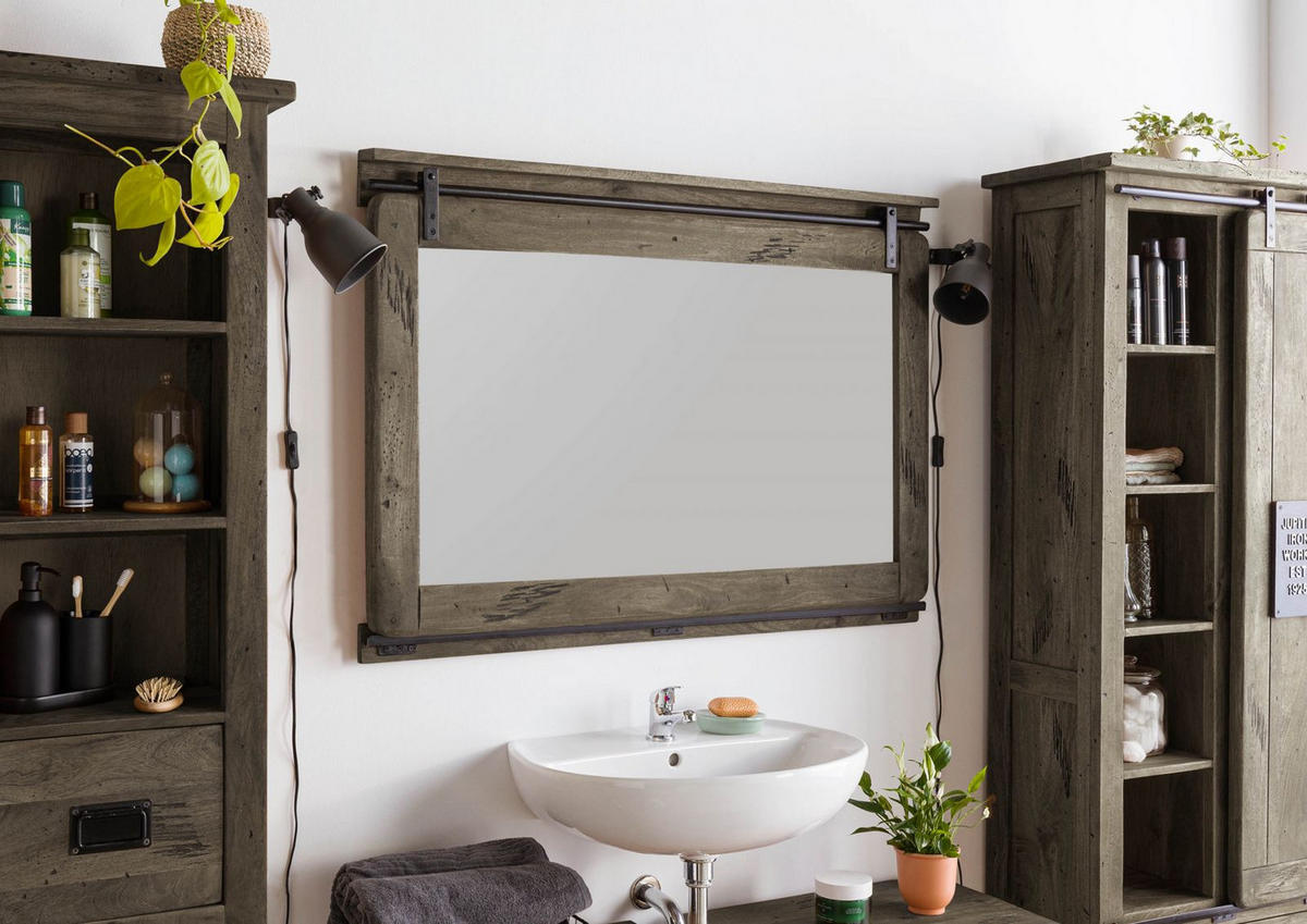 SPIEGEL Mango 114x6x80 grau lackiert RAILWAY #278 - Grau, Holz (114/80/6cm) - Massivmoebel24