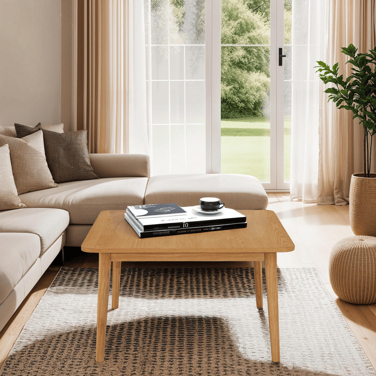 COUCHTISCH quadratisch Eiche massiv 90/90/52 cm - Eichefarben/Braun, Holz/Holzwerkstoff (90/90/52cm) - Furnhouse