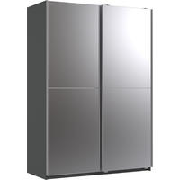 SCHWEBETÜRENSCHRANK Queen in Grafit 135 x 198 x 65 cm (BxHxT) – Kleiderschrank mit zwei Spiegeltüren - Grau, Holzwerkstoff (80/200/120cm)
