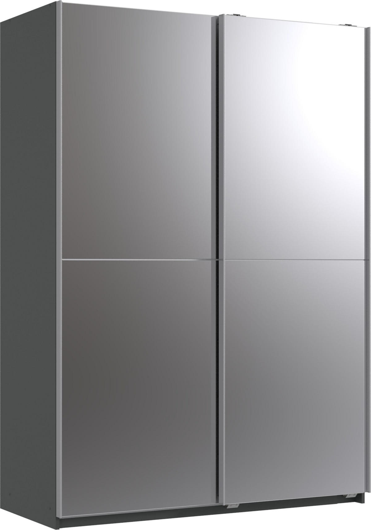 SCHWEBETÜRENSCHRANK Queen in Grafit 135 x 198 x 65 cm (BxHxT) – Kleiderschrank mit zwei Spiegeltüren - Grau, Holzwerkstoff (80/200/120cm)