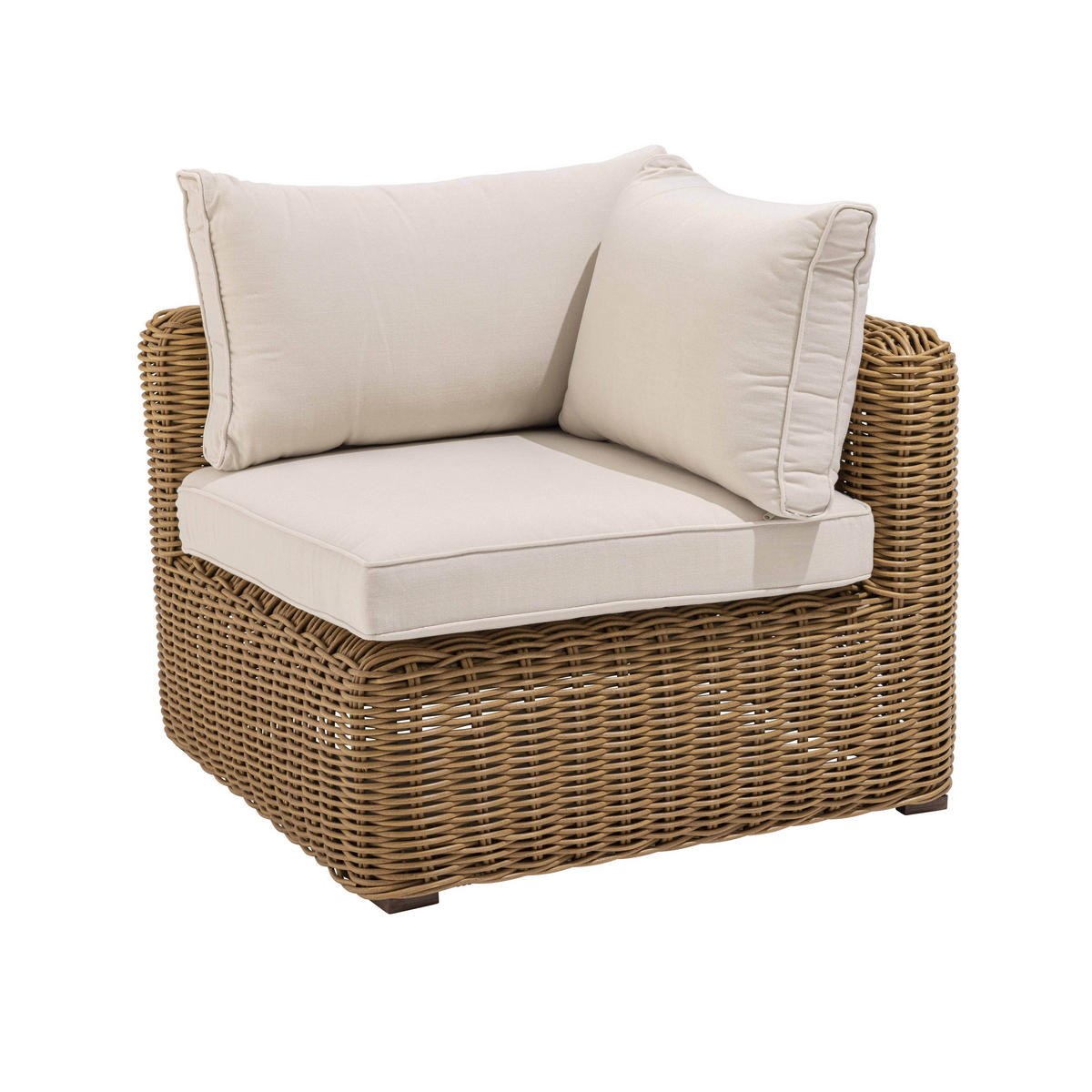 GARTEN-LOUNGEGARNITUR 6-Sitzer, Weiß - Weiß, Naturmaterialien - Oviala