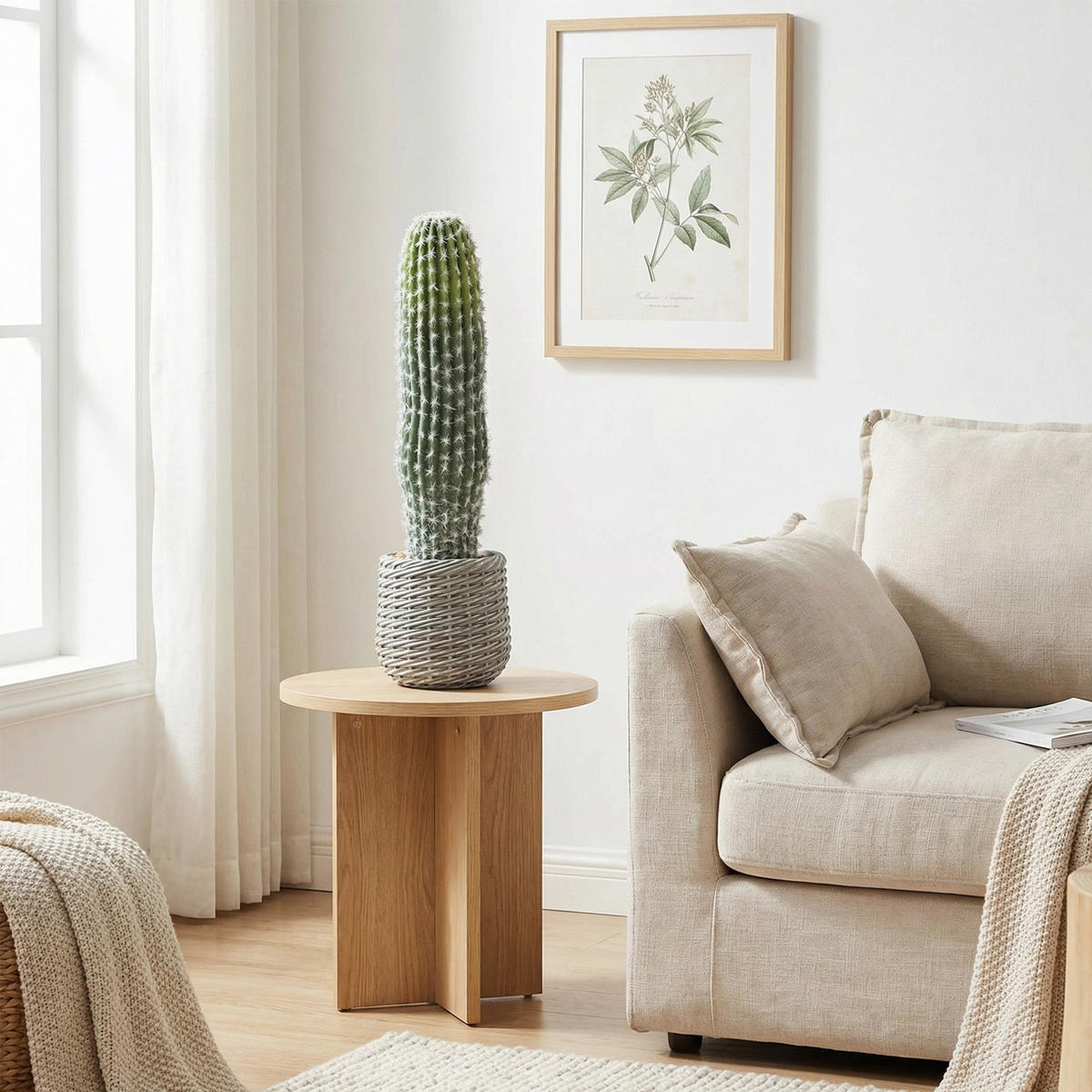 KUNSTPFLANZE, Künstlicher Kaktus 66 cm, mit Topf für Inneneinrichtung, dekorativ & pflegeleicht, Grün - Multicolor, Kunststoff (66cm) - FORIOUS