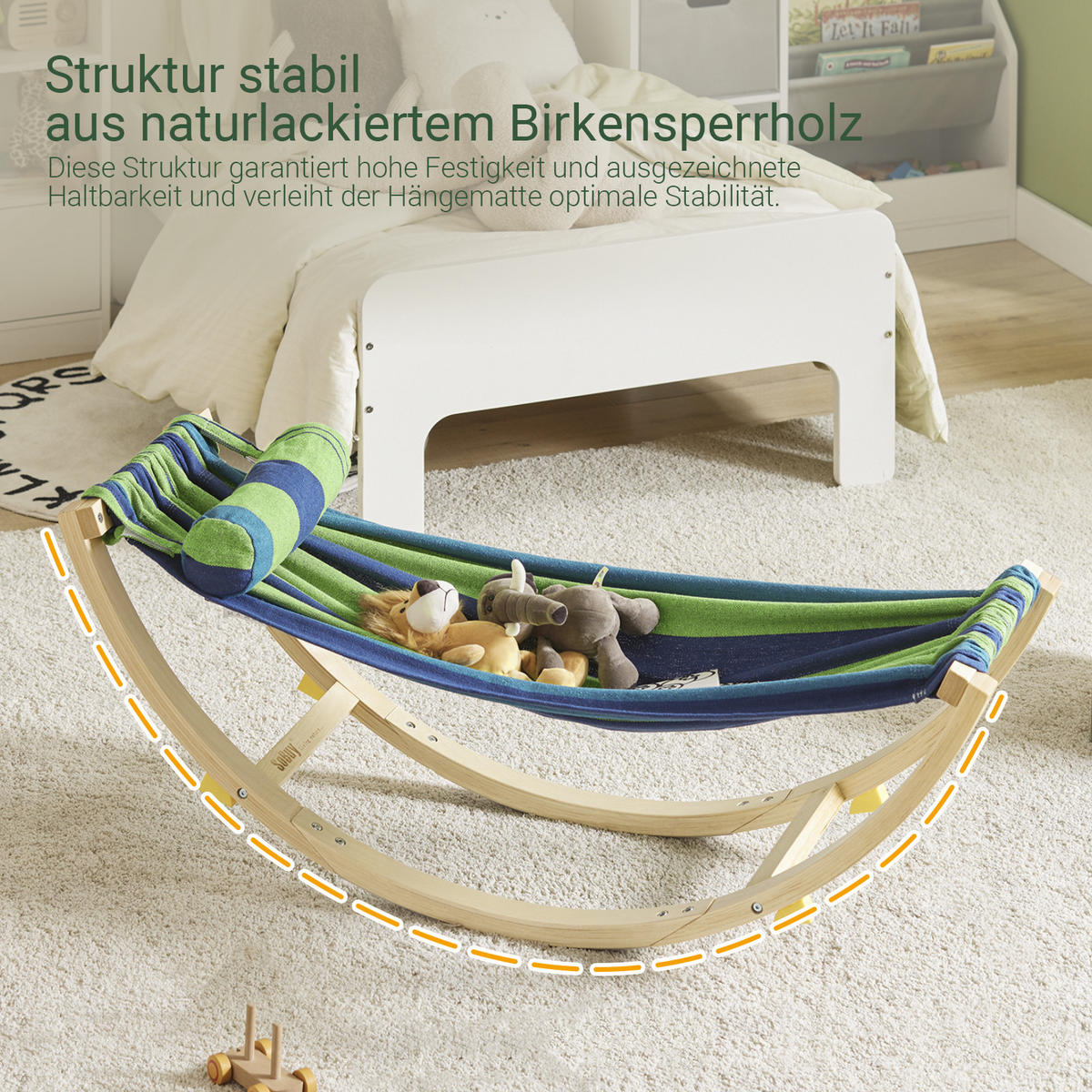 KINDERHÄNGEMATTE Bunt - Multicolor, Holzwerkstoff (124/45/36cm) - SoBuy