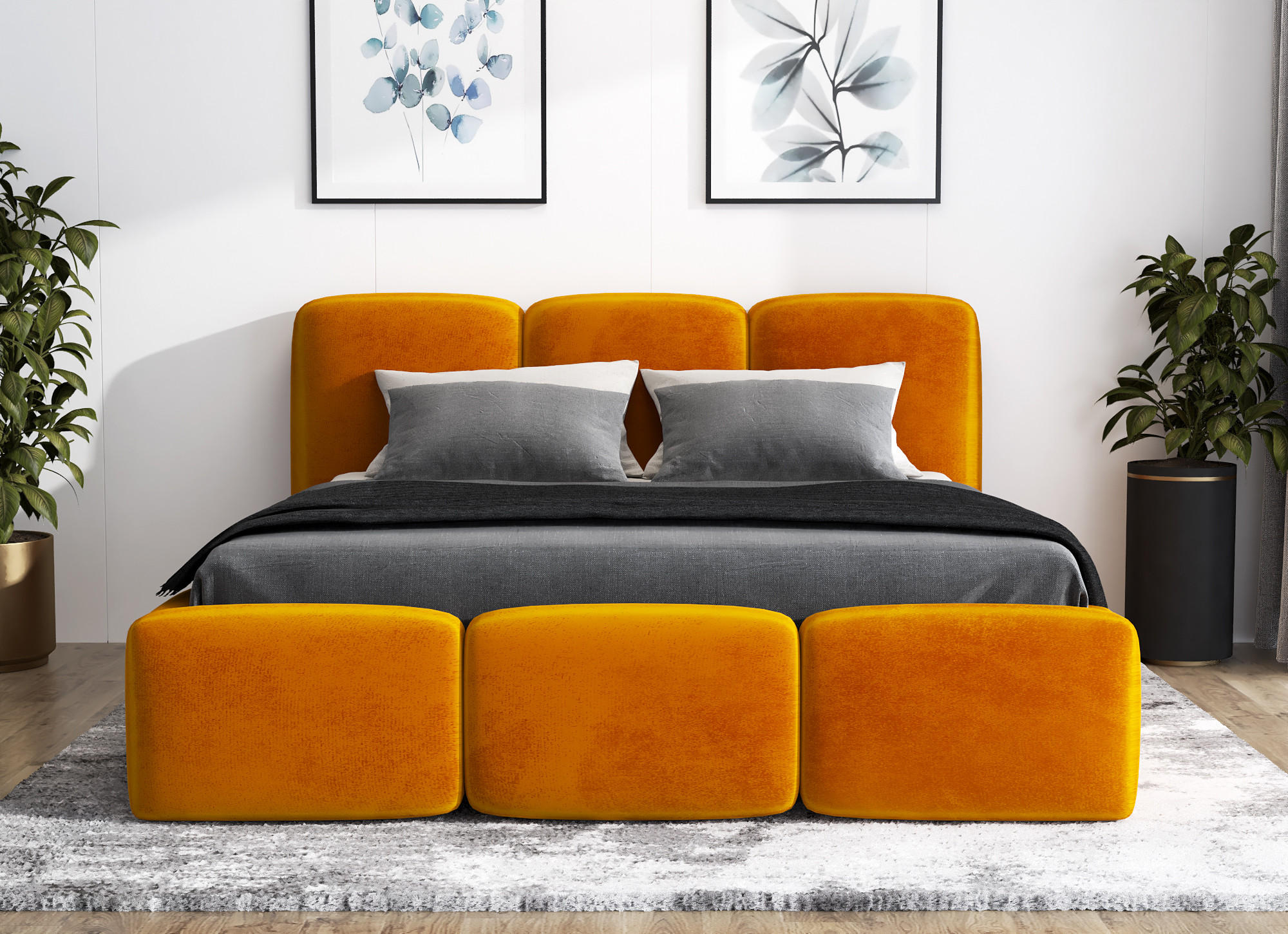 POLSTERBETT STAR 180x200 Gelb - Gelb, Textil (180/200cm) - A&J MöbelLand