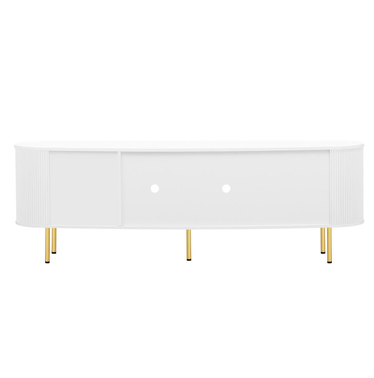 TV-LOWBOARD 170/35/55 cm mit 4 Glastüren, Soft-Close und Kabeldurchlass - Weiß, Holzwerkstoff (170/55/35cm) - BEAOK