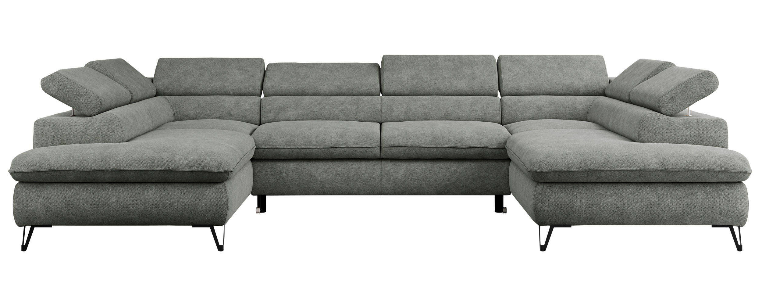WOHNLANDSCHAFT PETER U Struktur Grau - Schwarz/Grau, Textil/Metall (346/76/208cm) - MKS