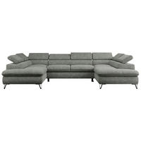 WOHNLANDSCHAFT PETER U Struktur Grau - Schwarz/Grau, Textil/Metall (346/76/208cm) - MKS