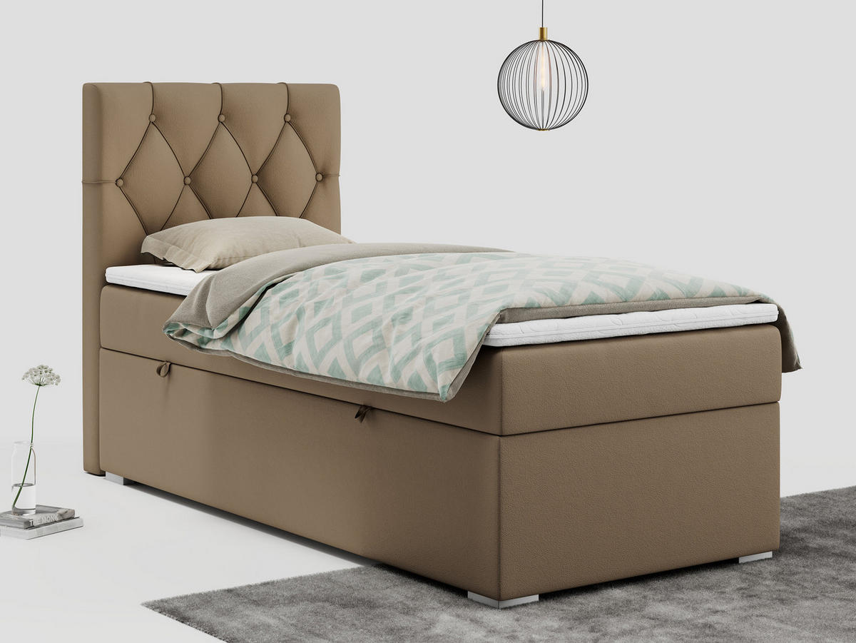 BOXBETT ALDA 90/200 Braun Kunstleder - H3 - Links Seite - Braun, Holz/Textil (90/200cm) - MKS