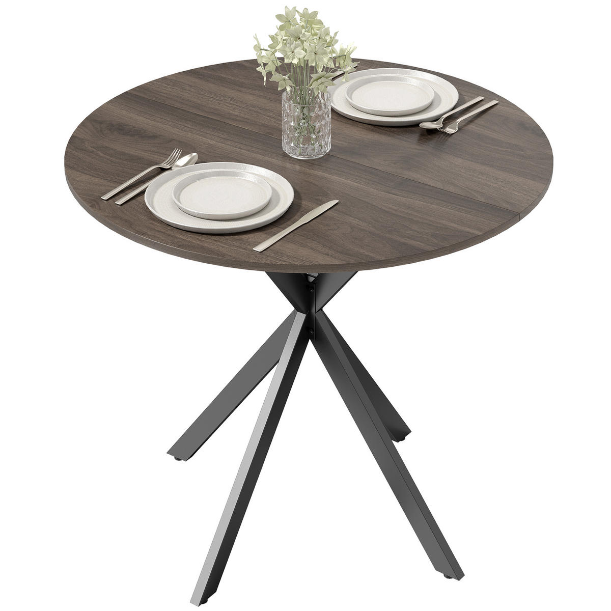ESSTISCH Braun 80/80/75 cm - Schwarz/Braun, Metall (80/80/75cm) - PANGIVO