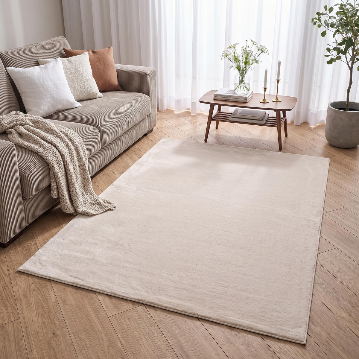 KURZFLORTEPPICH LUMI creme kuschelweich waschbar 80/150 cm - Creme, Textil (80/150cm) - Tapiso