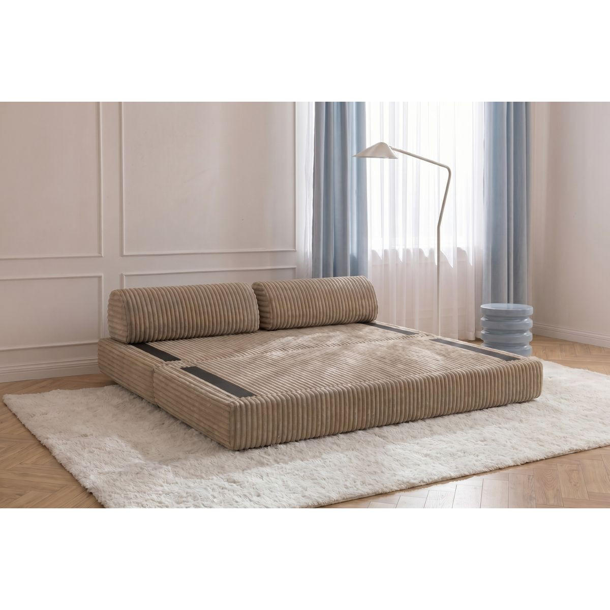 XL braunes Cord-Schlafsofa, 2-3-Sitzer, ausziehbar - Braun, Textil (95/70.5/190cm) - Kimo