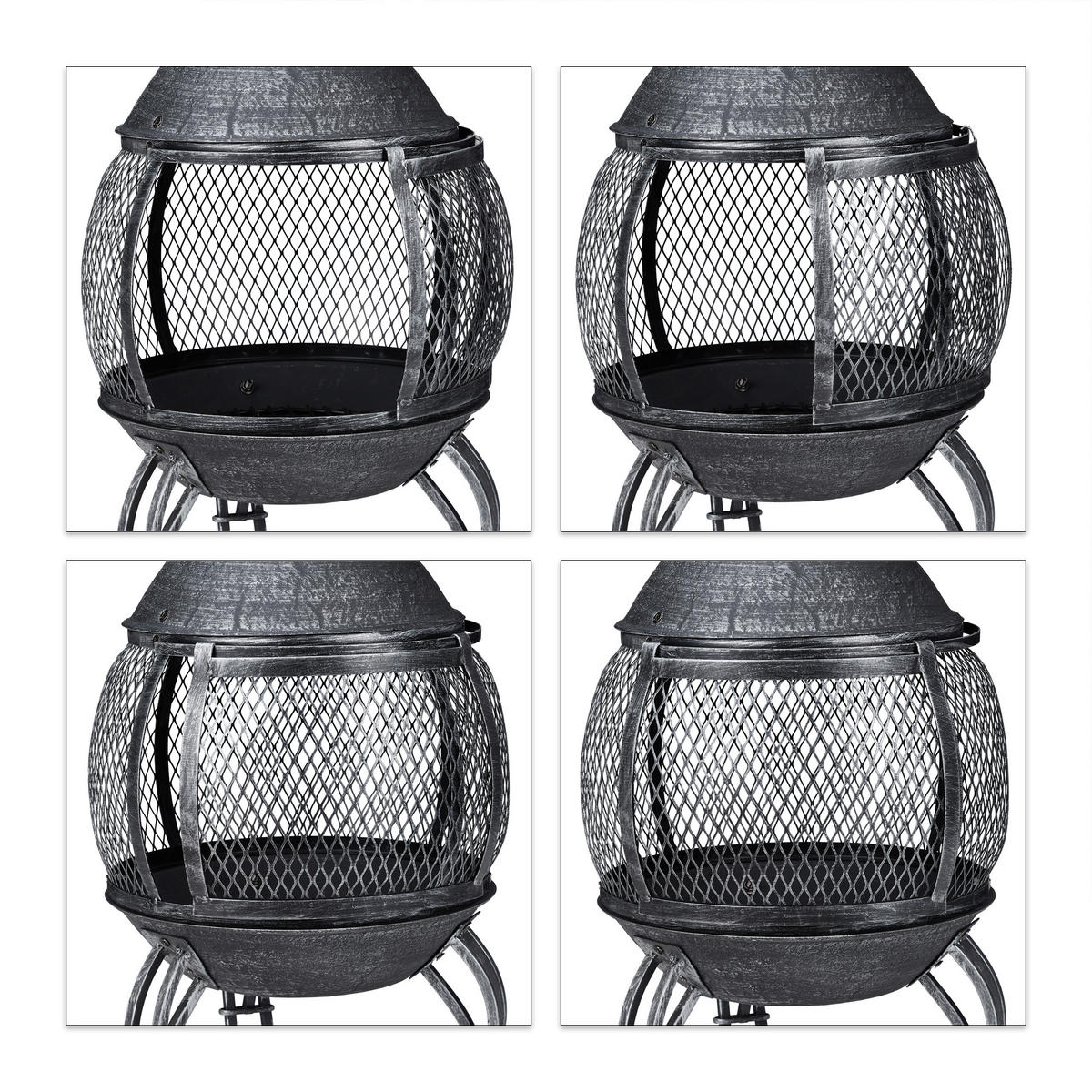 AZTEKENOFEN - Grau, Metall (45/89/45cm) - Relaxdays