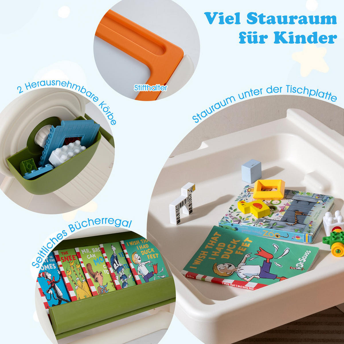 KINDERTISCH mit stuhl orange(2-tlg) - Orange, Kunststoff (82/58/67cm) - COSTWAY