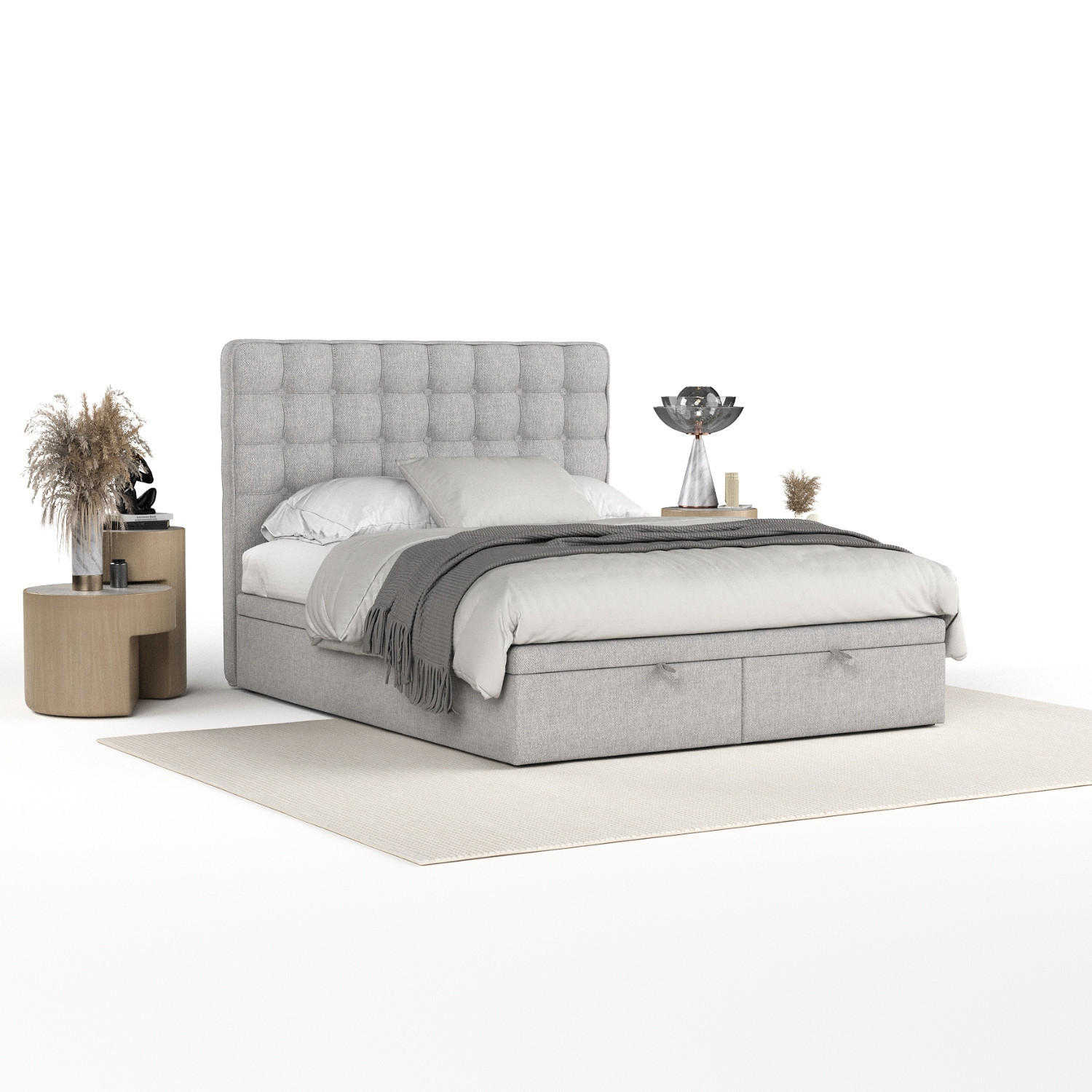 POLSTERBETT Celestia mit Stauraum 120/200 cm Grau im Megan Stoff - Schwarz/Grau, Holz/Holzwerkstoff (120/200cm) - AltaBeds