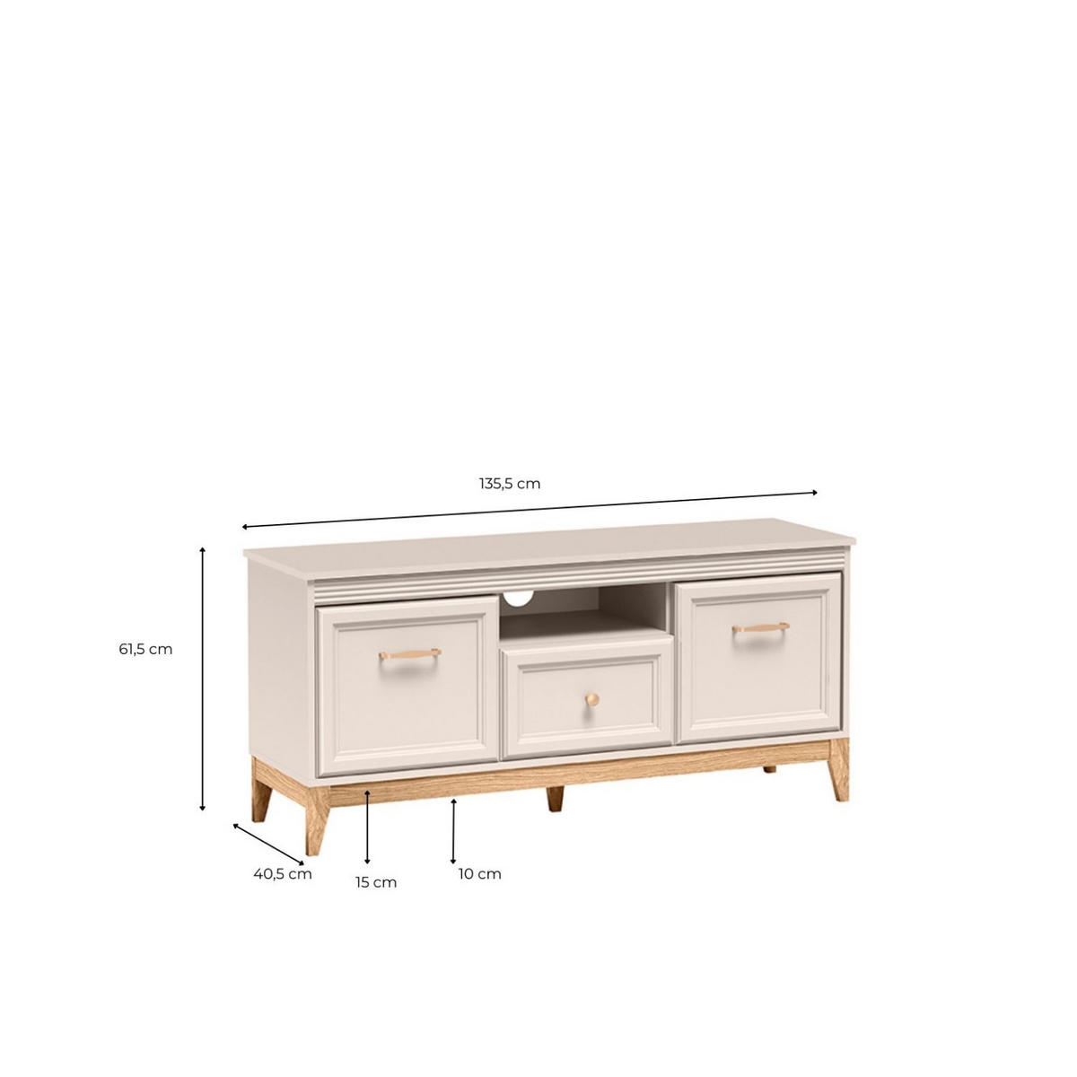 TV-LOWBOARD Windsor W-8 135,5 x 61,5 x 40,5 cm Kaschmir - Kaschmir/Eichefarben, Eichenholz/Holzwerkstoff (135.5/61.5/40.5cm) - Koseto