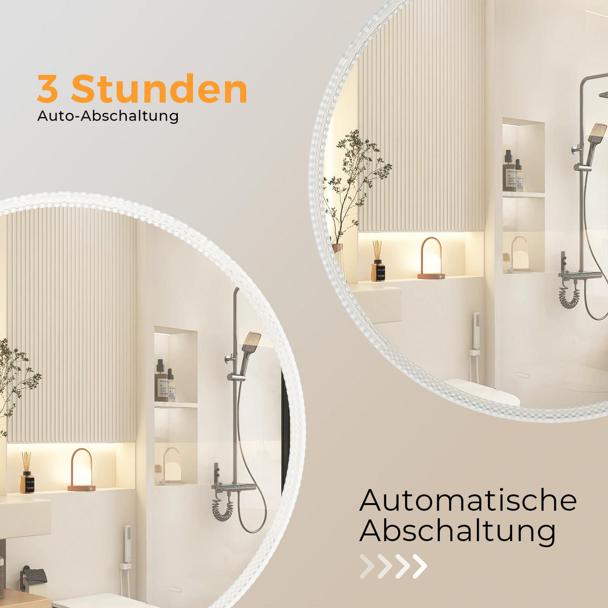 BADSPIEGEL Runder mit Beleuchtung Gold ф60 cm - Goldfarben, Glas (60/4.3/60cm) - EMKE
