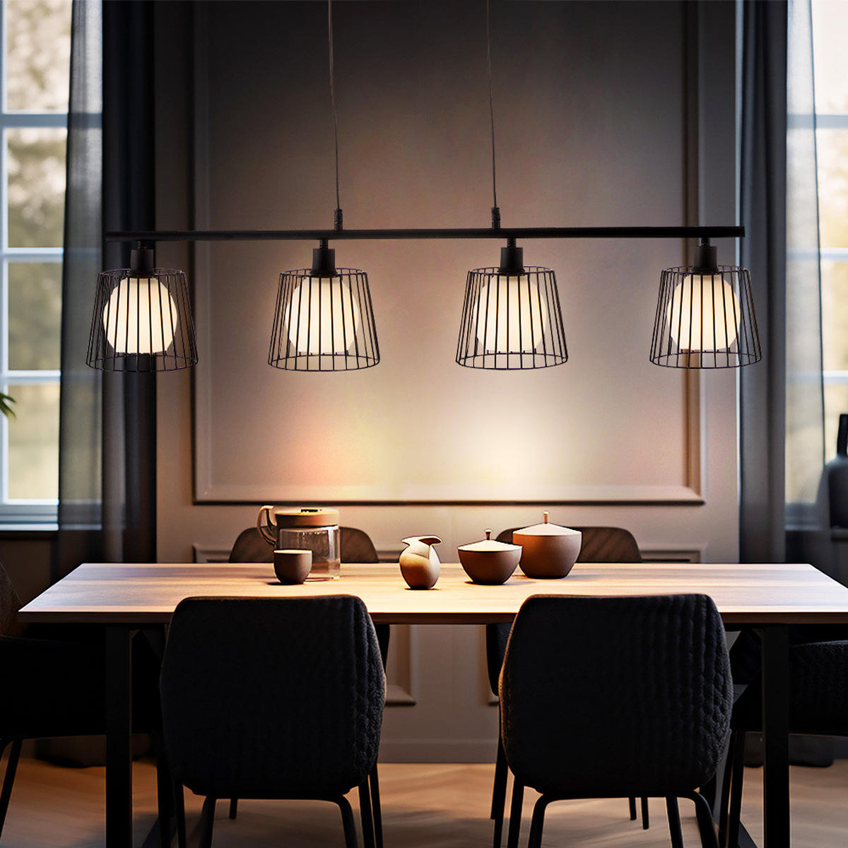 HÄNGELEUCHTE PRISO Schwarz Weiß Glas - Schwarz, Glas (15/90/150cm) - Nowa