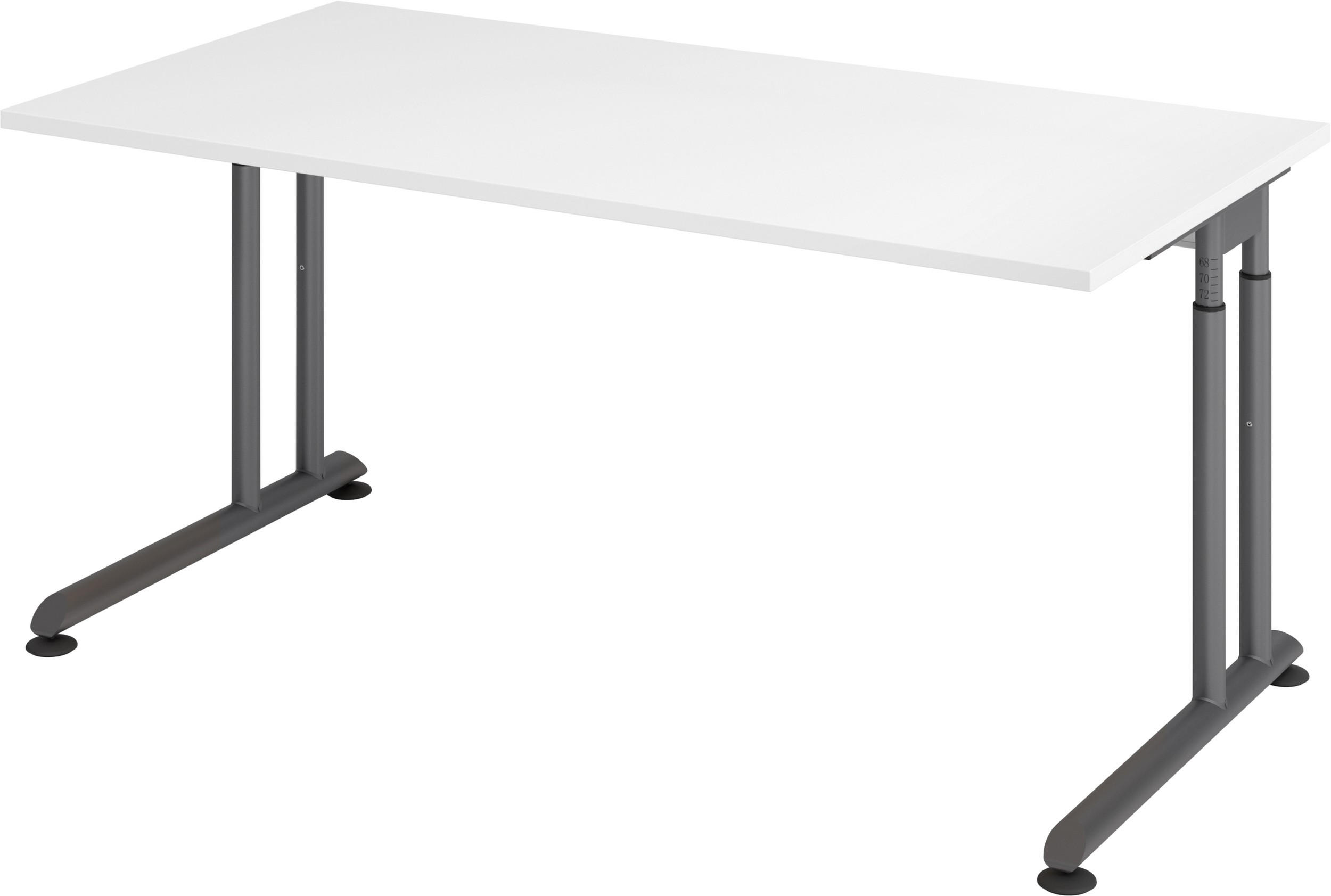 bümö Schreibtisch Weiß, Graphit 160x74x80 cm