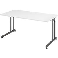 SCHREIBTISCH Serie-Z 80/160/74 cm in Weiß/Graphitfarben - Graphitfarben/Weiß, Holzwerkstoff (80/160/74cm) - bümö
