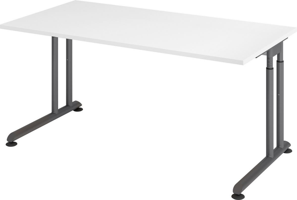SCHREIBTISCH Serie-Z 80/160/74 cm in Weiß/Graphitfarben - Graphitfarben/Weiß, Holzwerkstoff (80/160/74cm) - bümö
