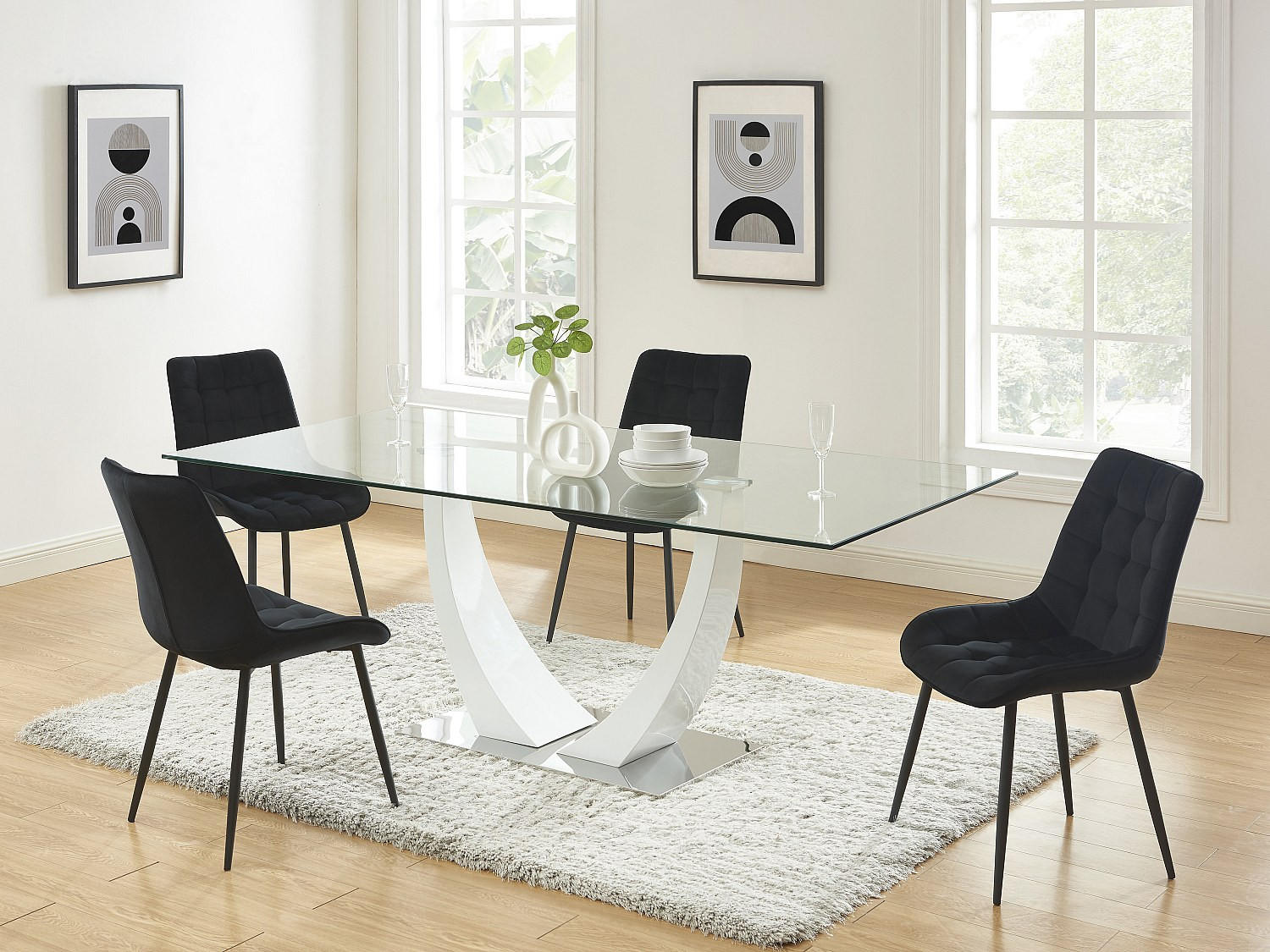 Thumbnail - Vente-Unique Stuhl, Schwarz, Textil, Uni, 49.5x87x60 cm, Esszimmer, Stühle, Esszimmerstühle