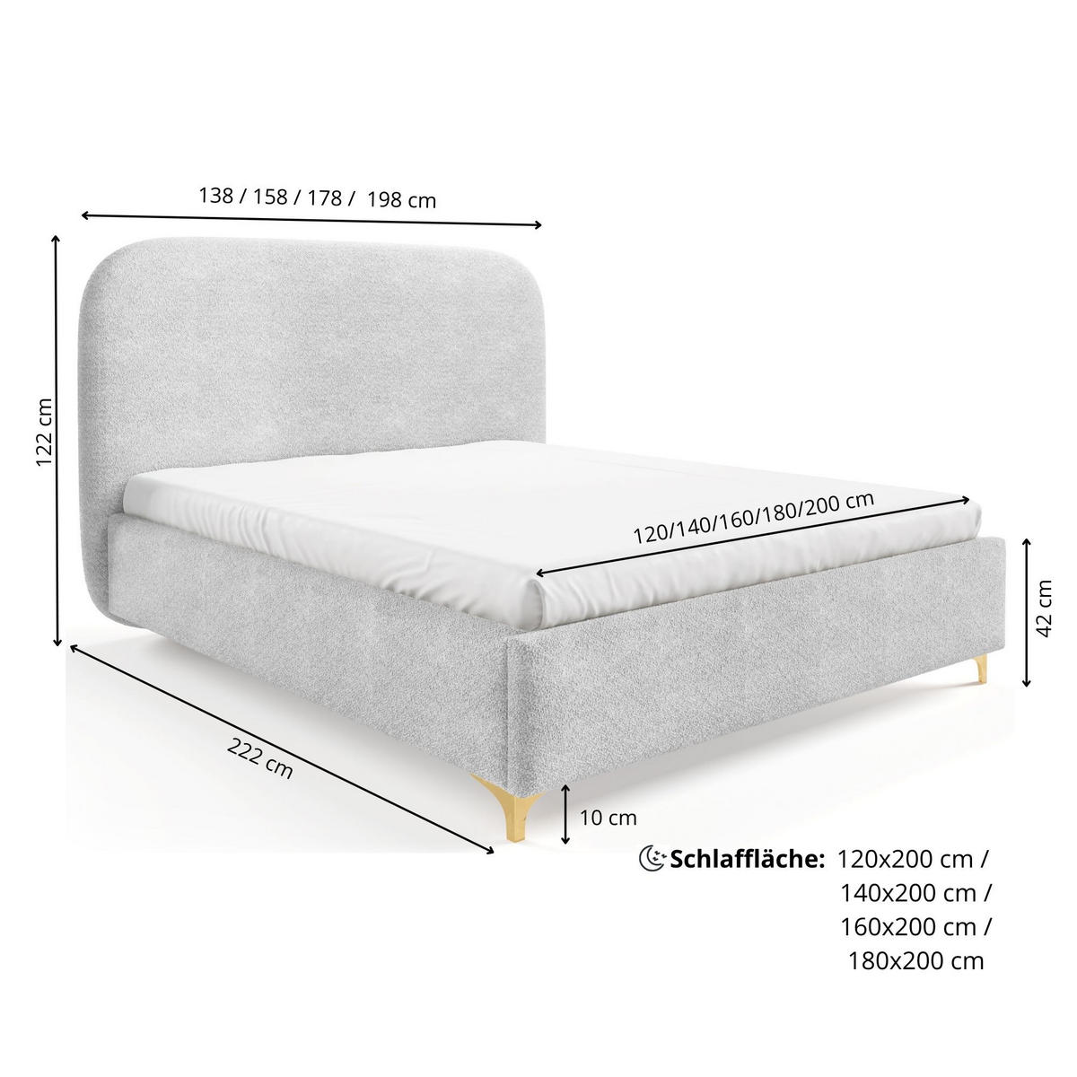 POLSTERBETT LANA Bettkasten Lattenrost 180x200 Beige - Beige, Holz (180/200cm) - Furnistar