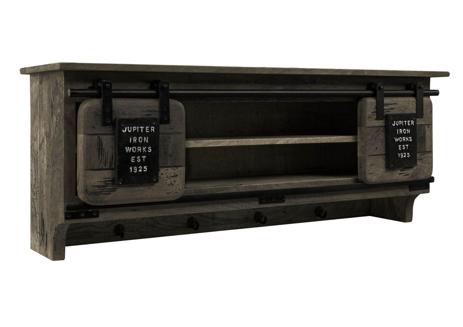 WANDGARDEROBE Mango 115x30x45 grau lackiert RAILWAY #259 - Grau, Holz (115/45/30cm) - Massivmoebel24