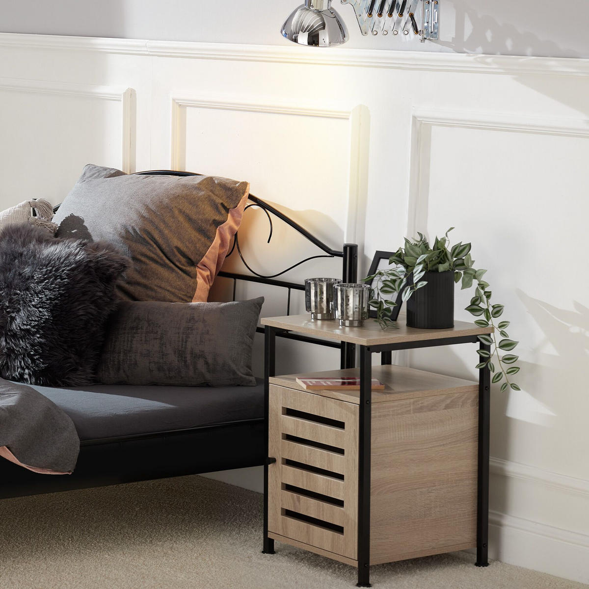 BEISTELLSCHRANK Cork,40,5 x 40,5 x 60,5 cm,Industrial Holz hell, Eiche Sonoma - Naturfarben, Holz (40.5/60.5/40.5cm) - tectake