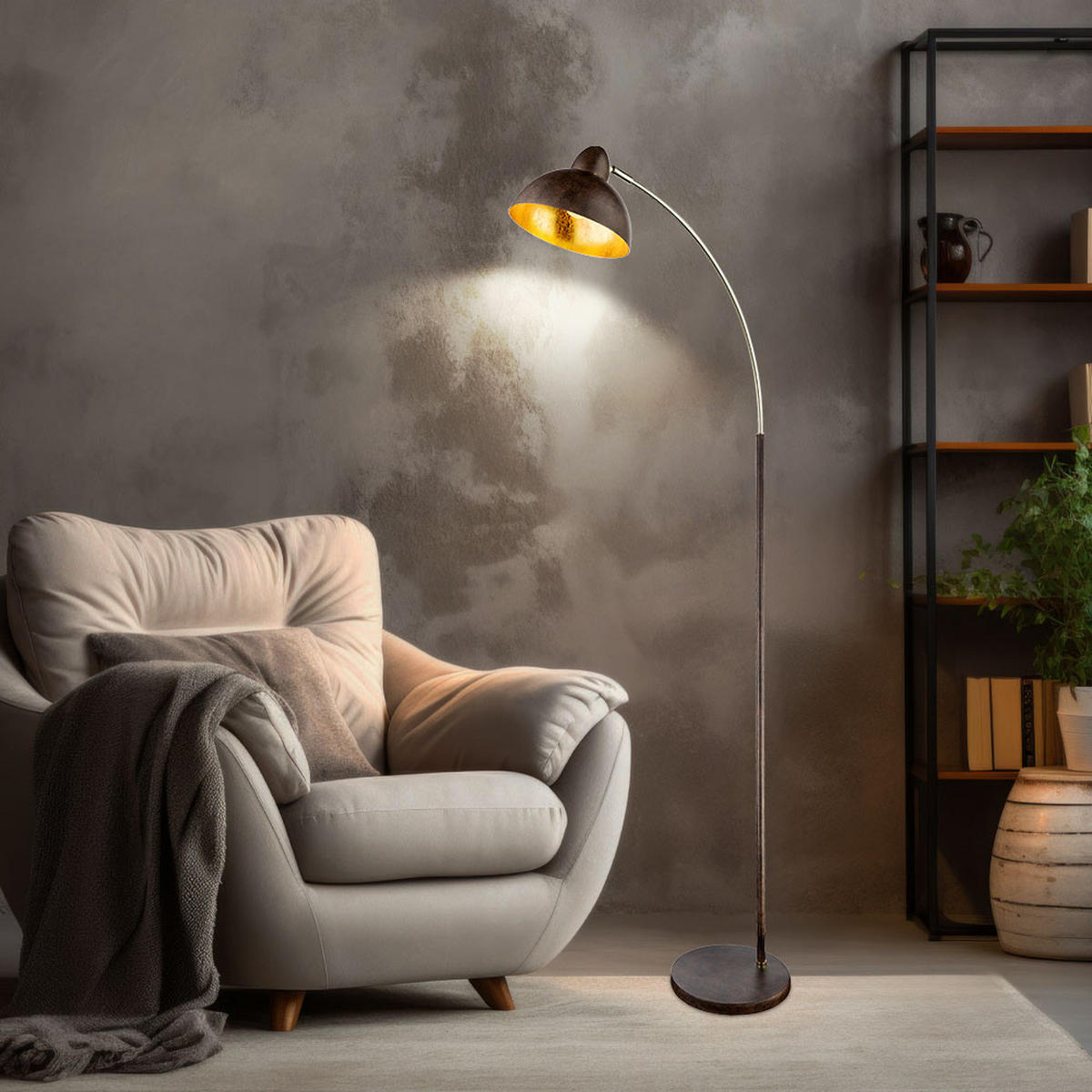LED STEHLEUCHTE ANITA Rost Braun - Braun, Metall (51/25/155cm) - Globo Lighting