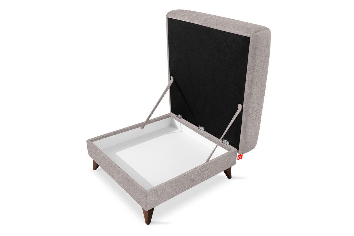 HOCKER GUSTAVO Bouclé, Grau - Grau, Holz/Holzwerkstoff (92/49/92cm) - KONSIMO®