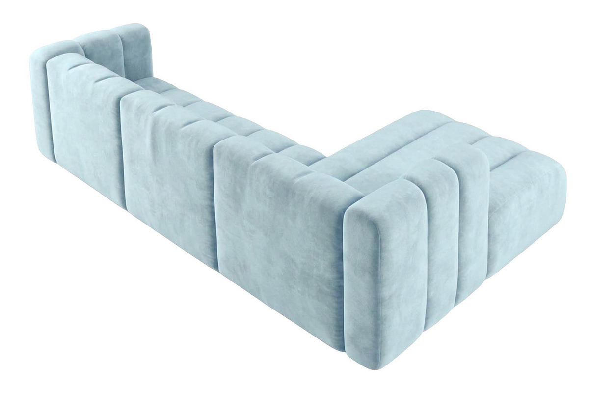 ECKSOFA Modulares In L-Form, Velvet-Stoff Riviera, Babyblau, Rechts, GRAND 318 cm - Hellblau, Holz (318/179cm) - Kaiser Möbel
