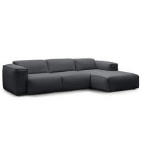 3-SITZER ECKSOFA mit Longchair - Schwarz/Grau, Textil (284/173cm) - home24