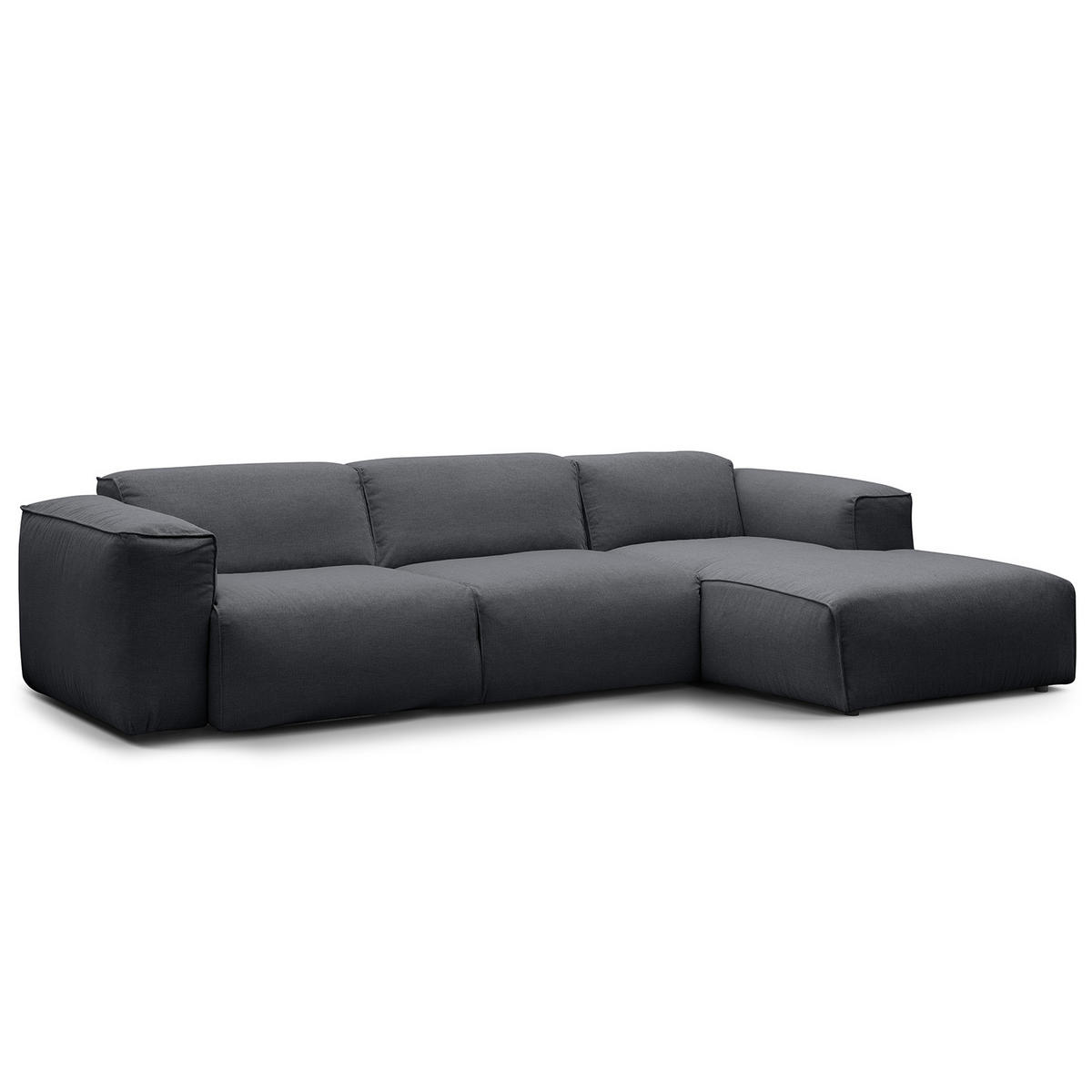 3-SITZER ECKSOFA mit Longchair - Schwarz/Grau, Textil (284/173cm) - home24