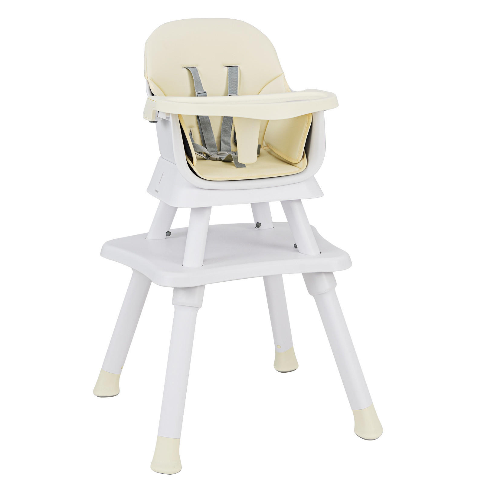 KINDERHOCHSTUHL mit Sicherheitsgurt & abnehmbarem Trichter beige - Beige, Kunststoff (58/98/58cm) - COSTWAY