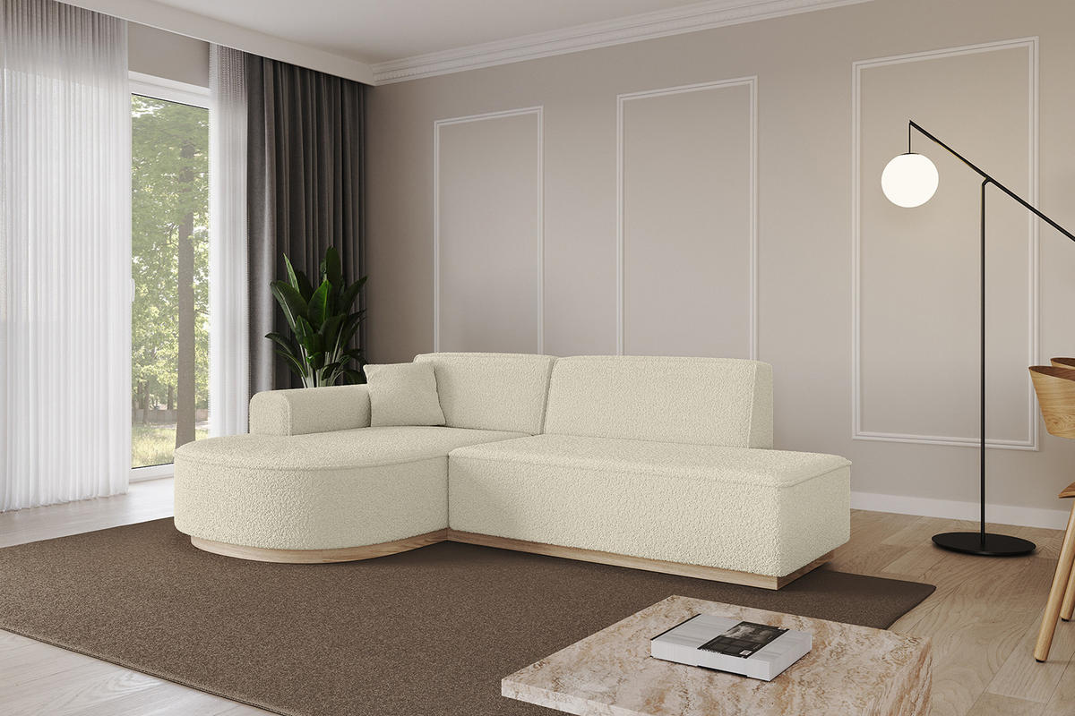 ECKSOFA Ottomane Links ARRIO-L1 - 243x171x83 cm Beige - Beige, Holzwerkstoff/Textil (243/171cm) - ALTDECOR