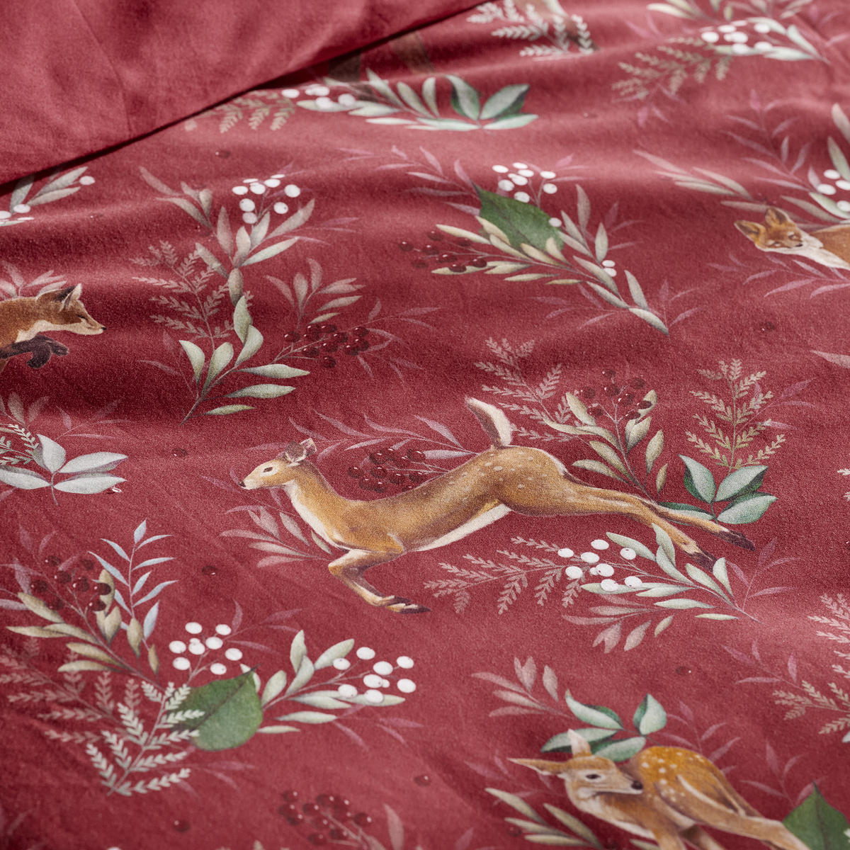 BETTWÄSCHE Satin WILDERO, 160x200 cm, Rot, Winter Weihnachten Bettbezug, Weihnachtsdeko, Christmas, Weihnachtsmotiv - Rot, Textil (160/200cm) - home&you