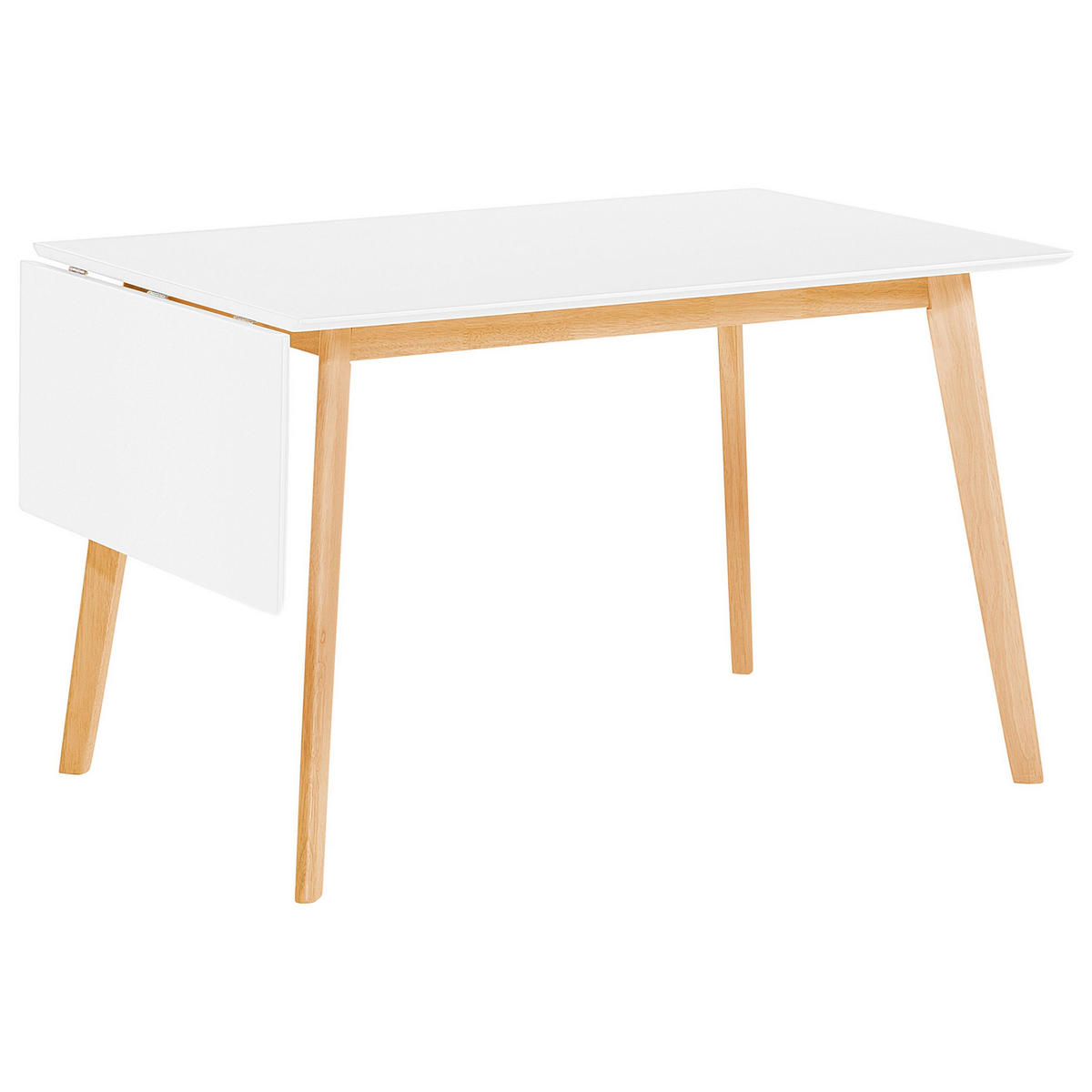 ESSTISCH 120-155/80/75 cm Weiß, Hellbraun Rechteckig Medio - Weiß, Holzwerkstoff (155/80/75cm) - Beliani