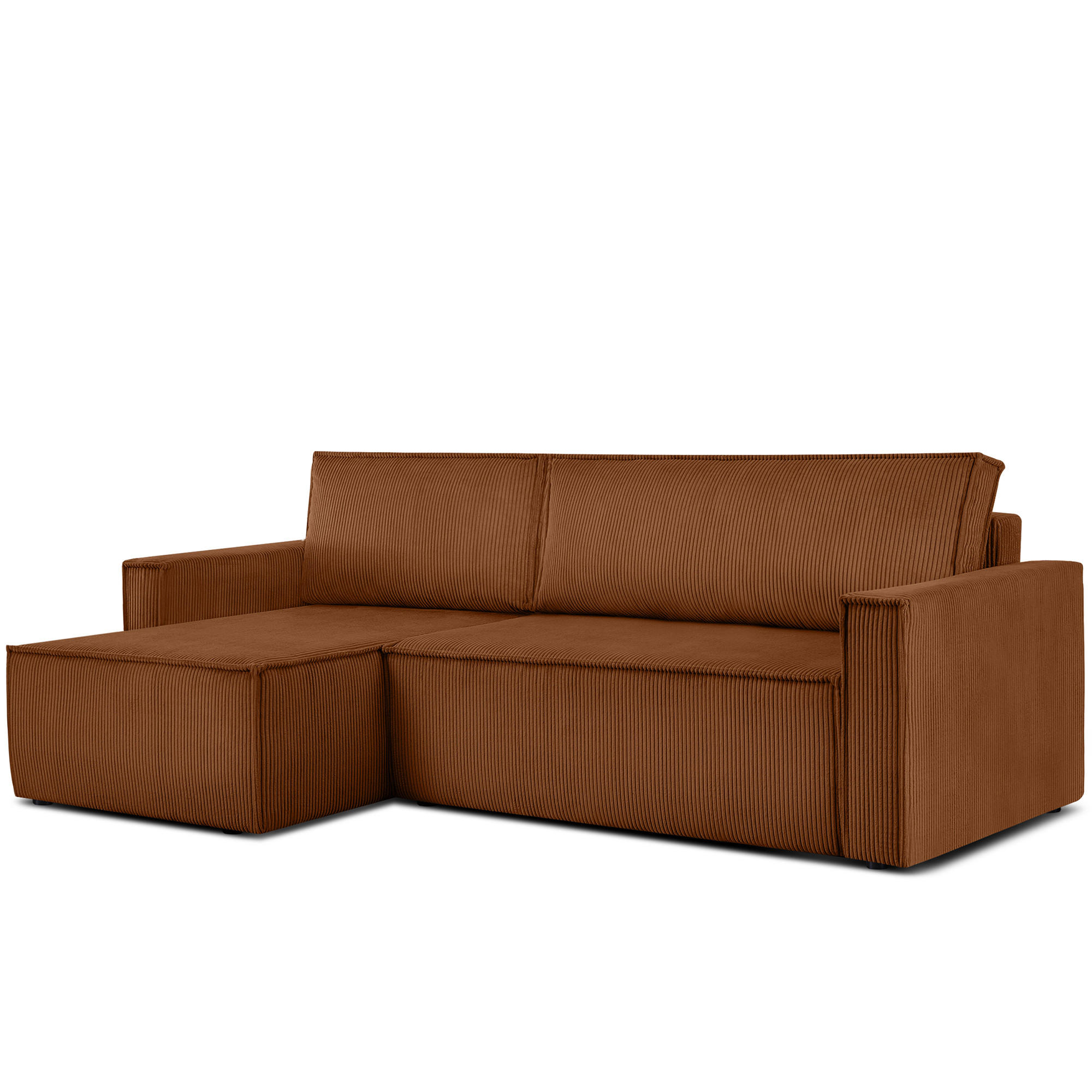 ECKSOFA-LINKS/RECHTS NAPI Schlaffunktion mit Cordbezug, rot - Schwarz/Orange, Textil (246/148cm) - KONSIMO®