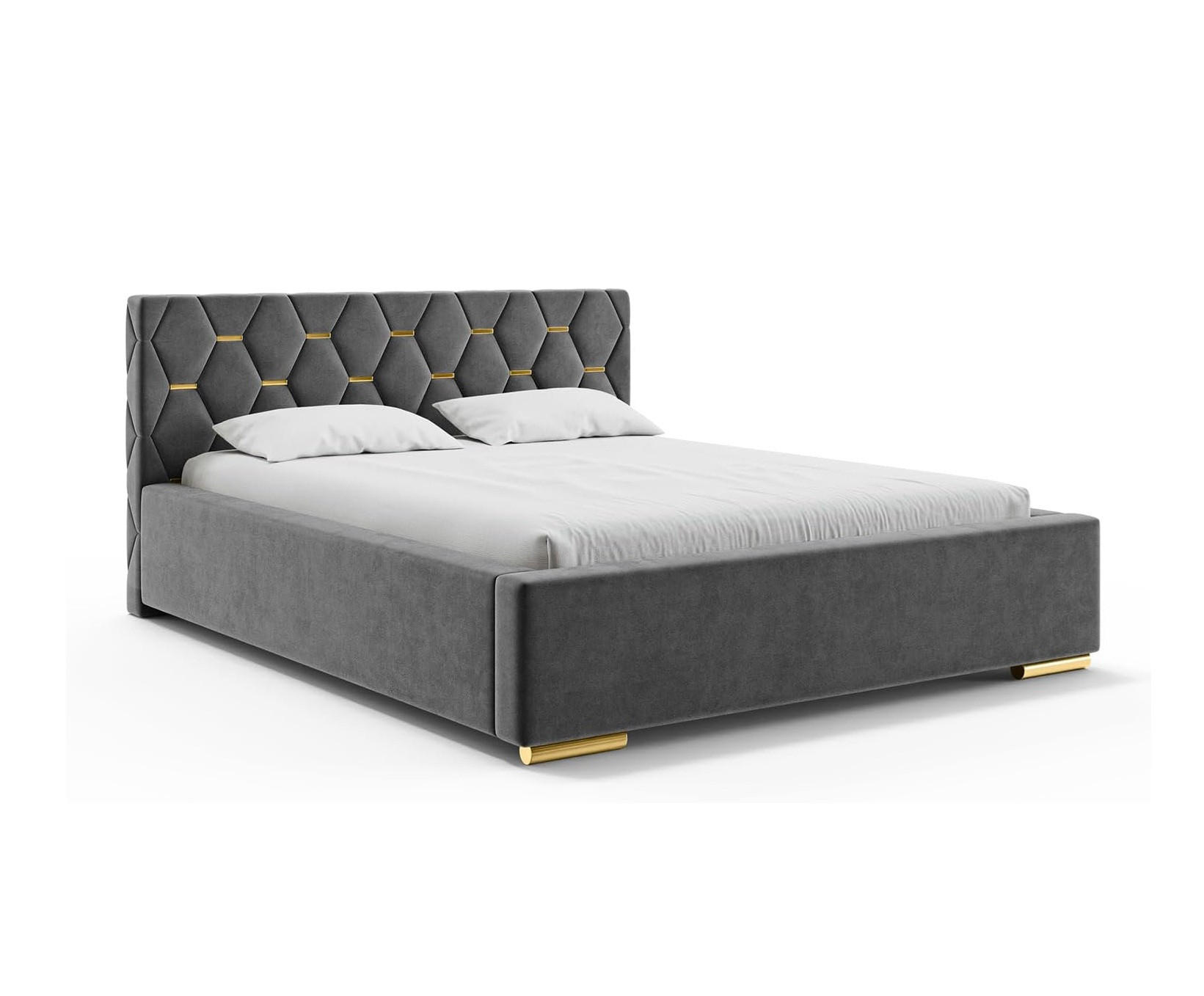 BETT VERSAL - Dunkelgrau/Goldfarben, Holzwerkstoff (140/200cm) - Meblini